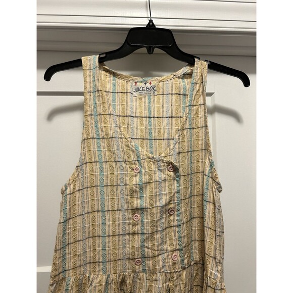 Vintage 90’s Jukebox Drop Waist Plaid Double Breasted Plaid Cotton Dress Nepal - Picture 2 of 6